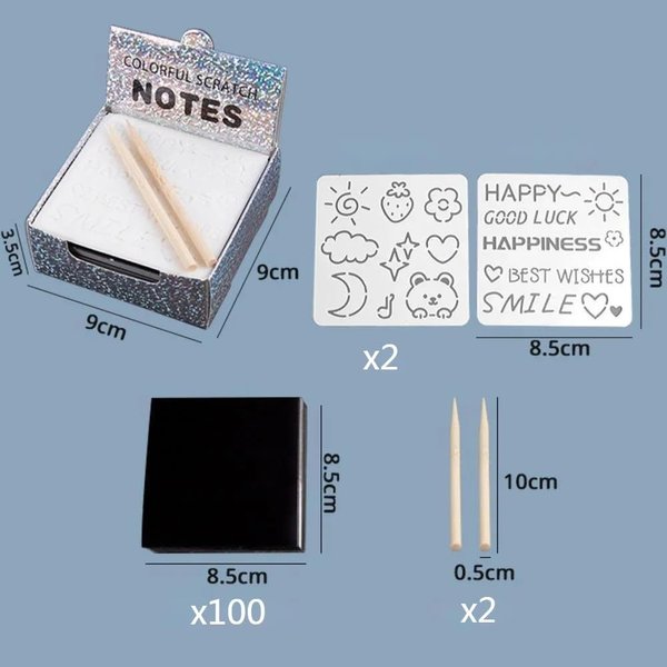 Aoerway Rainbow Scratch Paper 100 Pages Mini Scratch Off Papers Art Supplies with 2 Cute Molds and 2 Wooden Stylus for Creative DIY or as Birthday Party Cards
