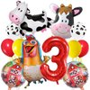 Farm Animal 3rd Birthday Party Decorations Farm Animals Foil Balloons for Kids 3rd Birthday Baby Shower Cow Farm Animals Theme Party Decorations (3rd Birthday)