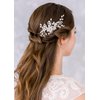 SWEETV Bridal Hair Comb Clip Pin Rhinestone Pearl Wedding Hair Accessories for Bride Bridesmaid, Silver