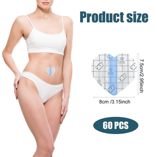 60pcs Belly Button Castor Oil Patches, PU Heart Shape Castor Oil Pack Self-Adhesive Disposable Organic Cover Compress Patches for Belly Button
