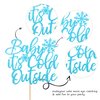 1 PCS Baby It's Cold Outside Cake Topper Glitter Winter Snowflake Baby Shower Cake Pick Decorations for Winter Snowflake Baby Shower Kids Birthday Party Supplies Blue