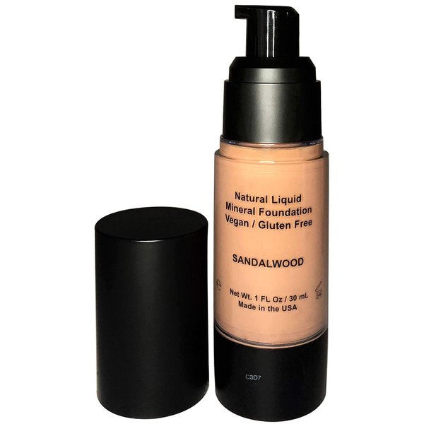 Mom's Secret 100% Natural Liquid Foundation, Organic, Vegan, Aloe Based, Natural Sun Protection, Gluten Free, Cruelty Free, Made in the USA, 1FL Oz. (Sandalwood)