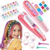 Hair Gem Stamper Kit with Temporary Hair Chalk,Washable Hair Chalk for Girls, Hair Styling Tool with Reusable Shining Diamonds Hair Color Dye, Gifts for Girls Ages 3 4 5 6 8-12