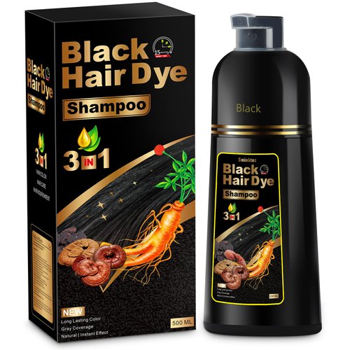 Black Hair Dye Shampoo 3 in 1 for Gray Hair, Herbal Ingredients Natural Shampoo Black Hair Dye for Women Men,