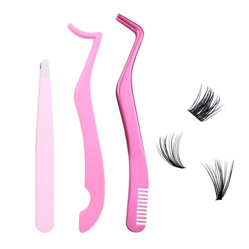 Lash Applicator Tool 3 Pcs Lash Cluster Applicator Tool Lash Tweezers for Eyelash Clusters False Eyelash Tool Applicator Eyelash Tweezers for Extensions Cluster Lash Tweezers Set