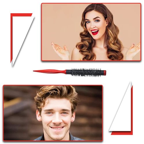 LapangZi Small Round Brush for Hair Styling - Anti-Static Mini Nylon Bristles Hairbrush, Ultra Thin Brush for Blow Drying, Curling, Short Hair