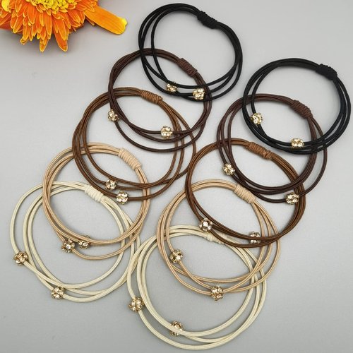 UaiUya 10pcs Rhinestone Hair Ties Elastic Ponytail Holder for Women and Girls