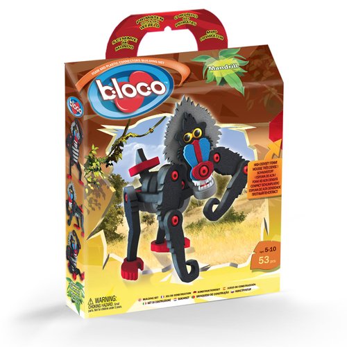 Bloco Toys Mandrill | STEM Toy | Jungle Monkey, Ape, Primate | DIY Building Construction Set (53Piece)