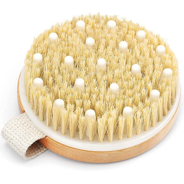 Dry Brushing Body Brush, POPCHOSE Exfoliating Body Brush for Beautiful Skin, Body Scrubber for Cellulite and Lymphatic Drainage, Blood Circulation Improvement with Natural Bristles Massage Nodules