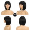Luolihar Short Straight Bob Wig With Bangs Human Hair Brazilian Virgin Human Hair Wigs for Black Women None Lace Front Wigs Wear and Go Glueless Machine Made Bob Wigs Natural Black 12 Inch