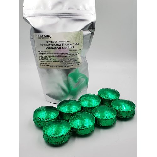 Spa Pure Menthol Aromatherapy Shower: Steamers Tablets Bombs With 100% Natural/Organic Essential Oils - Transform Your Shower - Transform Your Mood (Count of 8) Pack of 1