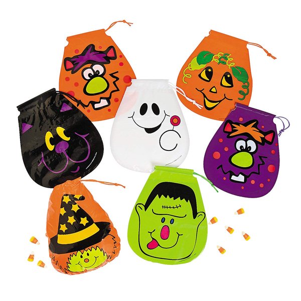 Fun Express Halloween Drawstring Goody Bags (6dz) for Halloween - Party Supplies - Bags - Plastic Bags - Halloween - 72 Pieces