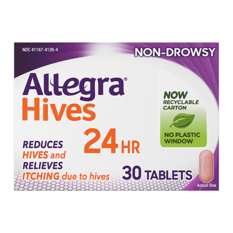 Allegra Hives Antihistamine 24-Hour Tablets, Non-Drowsy Hive Reduction ...