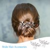 OIIKI 2PCS Silver Rhinestone Hair Combs, Clear Rhinestones Metal Bridal Hair Comb, Wedding Crystal Hair Accessories for Women, Girls, Brides for Christmas, Parties, Prom, Dance