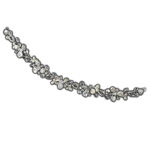 Paula Freshwater Pearl & Swarovski Crystal Bead Flexible Wedding Bridal Tiara Headband