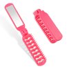 Mini Travel Brush for Women, Small Folding Hair Brush with Mirror Portable Vented Hair Brush Pocket Comb for Thick Thin Curly Straight Wet Dry Hair Blow Drying, Smoothing, Detangling