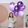 Purple and Confetti Balloons 66 Pcs 12inches Lavender Lilac Latex Balloons and 2 Roll of Purple Ribbon for Birthday Wedding Children's Parties Decorations