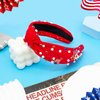 Ronglry 4th of July Headband for Women Patriotic American Flag Headband Red White and Blue Headband Crystal Heart USA Knotted Wide Headbands Independence Day 4th of July Accessories Gifts-Red