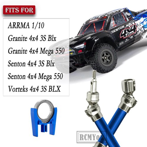 RCMYou Drive Shaft CVD Axles & Center Driveshaft High Speed Support Upgrades Part for 1/10 Arrma Senton Granite 3s Blx & Mega550,Vorteks 4x4 3S BLX,4Pcs Front Rear Driveshafts,Navy Blue