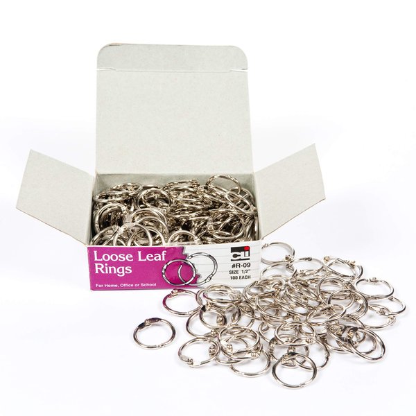 Charles Leonard, Inc Multi-Purpose Rings, 1/2-Inch Diameter, Aluminum (LEOR09), 100/Box,Silver