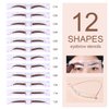 Febune Eyebrow Stamp Stencil Kit, Eyebrow Shaping Kit with 12 pair Reusable stencils, Long-Lasting (Blonde)
