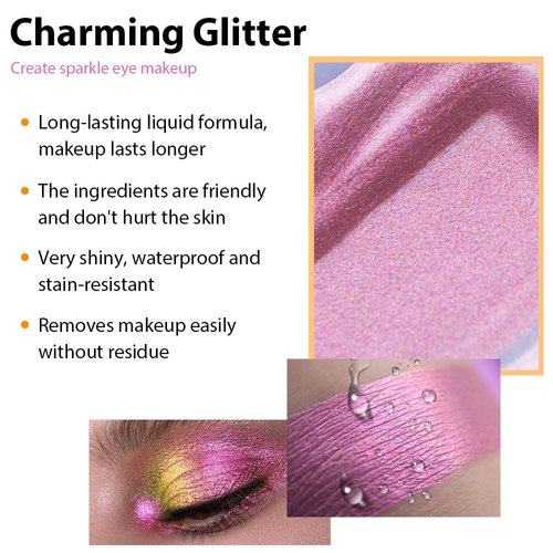 Liquid Korean Glitter Eyeshadow,Pearl Pink Pigmented eye shadow, Long Lasting, Quick Drying, Easy to Apply, Loose Glitter Glue for Eye Crystals Makeup ,Makeup Sparkly for Eyes, para ojos (S20)