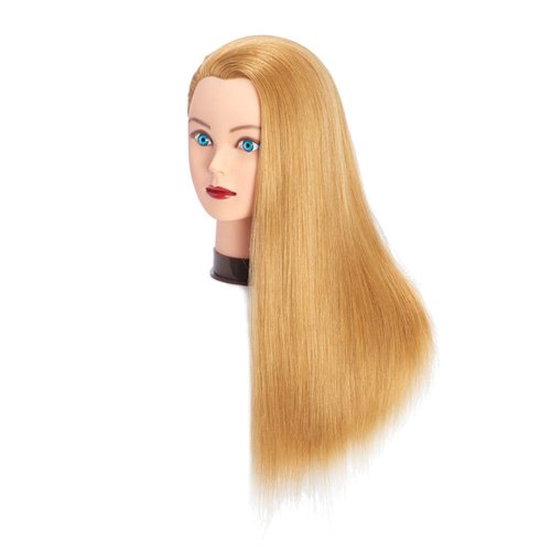 Headfix 24"-26" Hair Mannequin Head 100% Human Hair Hairdresser Practice Styling Training Head Cosmetology Manikin Doll Head With Clamp (6F1919W2718H)
