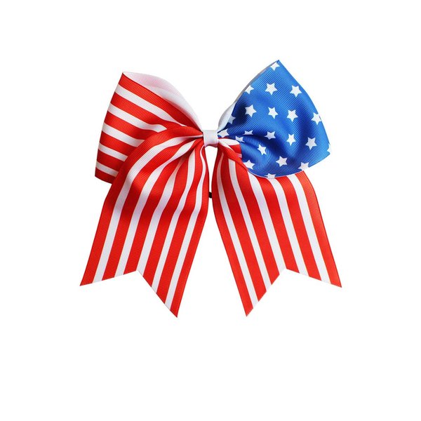 Independence Day Ponytail Holder Girls Cheer Bow Hair Rope Holiday Hair Ring Tie JHN33 (Red Stripe)