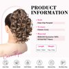 REECHO 12" Ponytail Extension, Classic Loose Curly Wavy Claw Clip Pony tails Hair Extensions Hairpieces for Women - Light Brown with Golden Ends