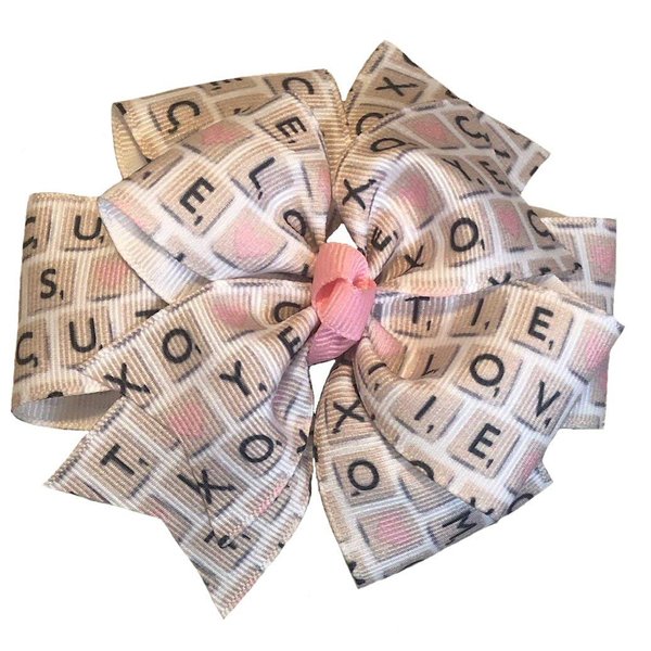 Scrabble Tile Valentine's Day Pinwheel Hair Bow