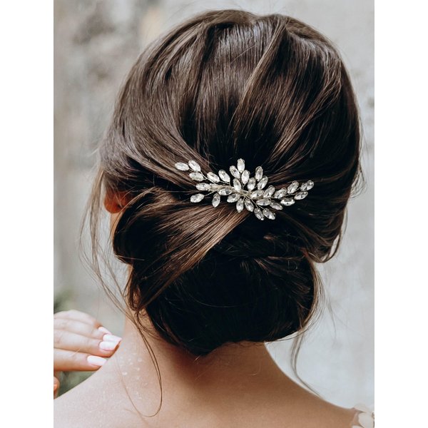 SWEETV Rhinestone Bride Wedding Hair clip Silver Crystal Bridal Hair comb Sparkly Hair Piece Gem Hair Accessories for Women/Girls & Brides/Bridesmaids