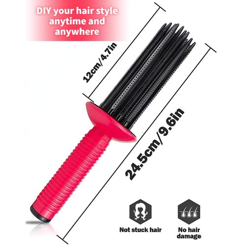 Neuvikter 17 Teeth Curling Roll Comb, Curly Hair Brush, Curly Hair Styler Tool, Curl Defining Brush, Professional Curling Brush for Hair Salon, Home (2Pcs)