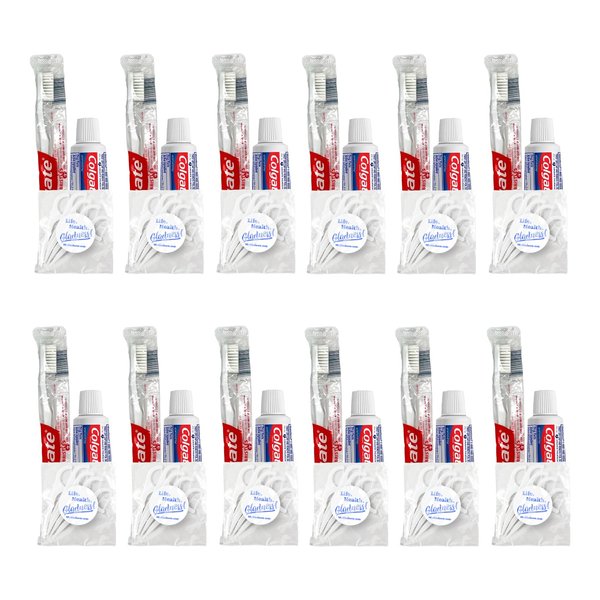 Colgate Travel Size Cavity Protection Toothpaste .85 Oz and Colgate Soft Toothbrush Bundle with Gladness! 5-Pack Floss Picks TSA Approved Size Bulk (12 Count)