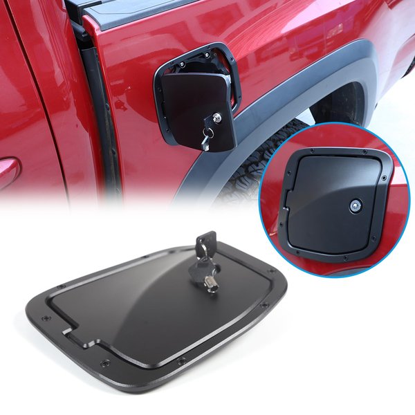 Fuel Tank Cap Replacement Anti-theft Lock Cap Compatible with Toyot@ Tacoma 2016-2022 Automotive Fuel Tank Gas Filling Cap Decoration, Gas Tank Door Cap with Lock