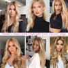 Upgrade - 12*4 Straight Highlight Lace Front Human Hair Wigs , 100% Real Human Hair for Women,4T12/613 Medium Brown Roots to Golden Brown with Blonde HD Lace Wigs,Pre Plucked with Bleach Konts