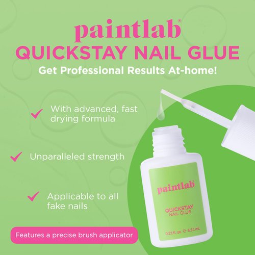PaintLab Brush On Nail Glue for Press Ons - Professional Nail Glue for Acrylic Nails | Vegan & Cruelty Free | Easy Apply, Long Lasting & Fast Drying Press On Nail Glue for Nail Tips, Nail Bond, 0.21oz
