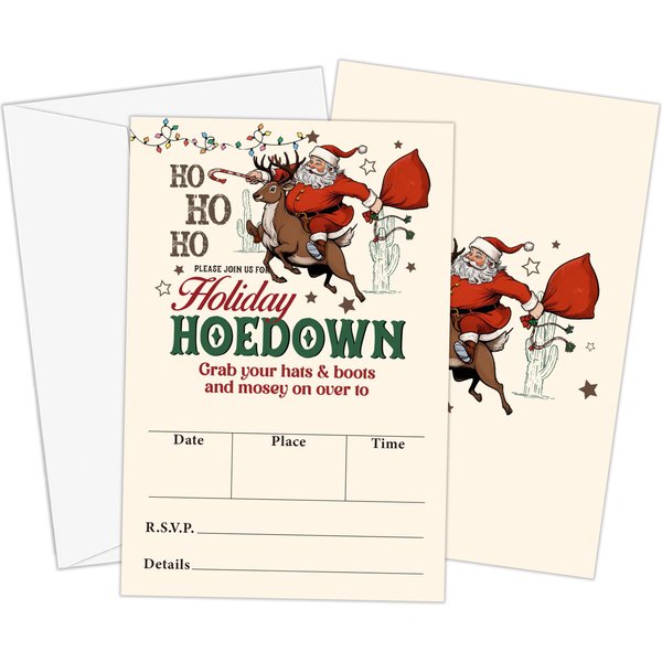 GOLRMC Christmas Party Invitation Cards, Xmas Invites with Envelopes, 25 Invites for Christmas Birthday Baby Shower, Festival Holiday Season Decor Supplies-A03