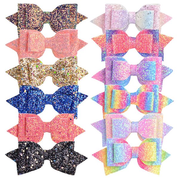 12pcs Glitter Hair Bows Alligator Clips Sequins Hair Clips Hair Barrettes Hair Accessories for Kids Girls Teens Toddlers