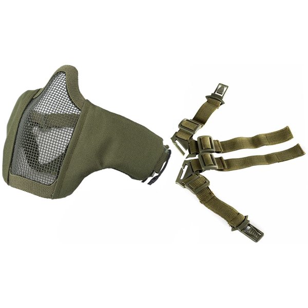 OneTigris 6" Foldable Half Face Mesh Mask Military Style Comfortable Adjustable Tactical Lower Face Protective Mask (OD Green)