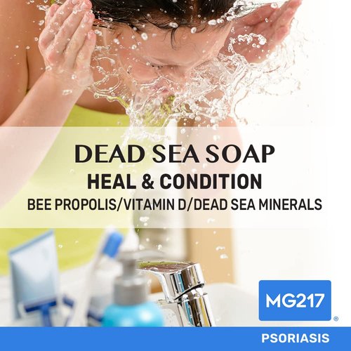 MG217 Psoriasis Dead Sea Exfoliating Bar Soap, Heal & Condition with Dead Sea Salt, Bee Propolis, Vitamin D3 for Psoriasis Skincare, 5oz