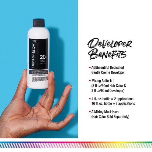 AGE beautiful 20 Volume Gentle Creme Hair Developer | For Permanent Hair Color Dyes, Toners, Lighteners | Professional Salon Coloring | Long Lasting Haircolor | 16 Fl Oz