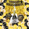 New Years Eve Party Supplies 2025, Happy New Year Decorations 2025 Kit, Gold and Black Balloons Supplies with 2025 Foil Balloons Happy New Year Banner Gold Fringe Curtains Backdrop for NYE Decorations