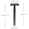 QSHAVE Butterfly Open Long Handle Double Edge Safety Razor for Men or Women, Nostalgic (1 Razor + Leather Protective Sleeve + 5 pcs Titanium Coated Blades)