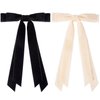 2PCS Velvet Hair Bows Ribbon Hair Clip Black Beige Accessories Ponytail Holder Accessories Slides Metal Clips Hair Bow for Women Girls Toddlers Teens Kids