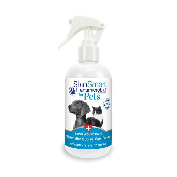 SkinSmart Antimicrobial Skin and Wound Care for Pets, Removes Bacteria to Promote Healing and Relieves Itch, 8 Ounce Spray Bottle