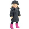Sophia's 4 Piece Winter Pea Coat, Scarf, Hat and Boots Set for 18'' Dolls, Gray/Pink