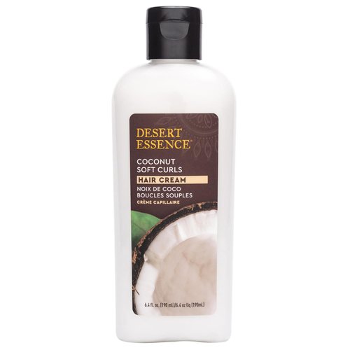 Desert Essence Coconut Soft Curls Hair Cream Infused with Black Oat & Nopal Cactus Extracts - Smooth Softer Curls, Definition & Bounce - Vegan, Gluten-Free, Cruelty-Free - 6oz