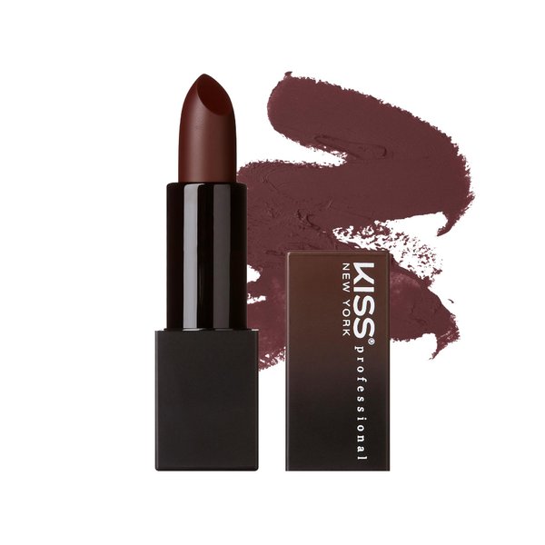 KISS NEW YORK Professional Rich Pigmented Lipstick, Smooth&Creamy Satin Finish, Long Lasting, Infused with Shea Butter and Vitamin E (Midnight)