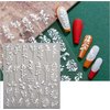 5D Embossed Nail Art Stickers, 3 Engraved Flower Nail Stickers, Summer Nail Art Supplies, self-Adhesive French Pointed Nail Design
