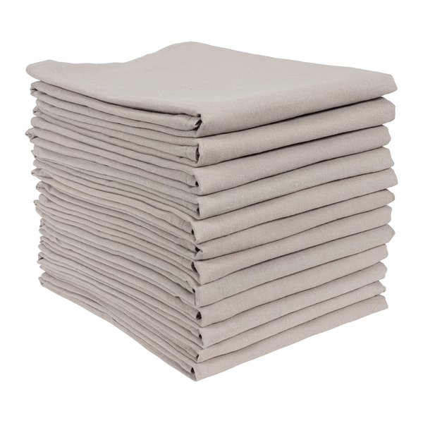 KAF Home Set of 12 Flat Flour Sack Embroidery/Craft Gray Kitchen Towels, 100-Percent Cotton, Lightweight, Thin, Absorbent, Extra Soft (20 x 30-Inches) (Gray)